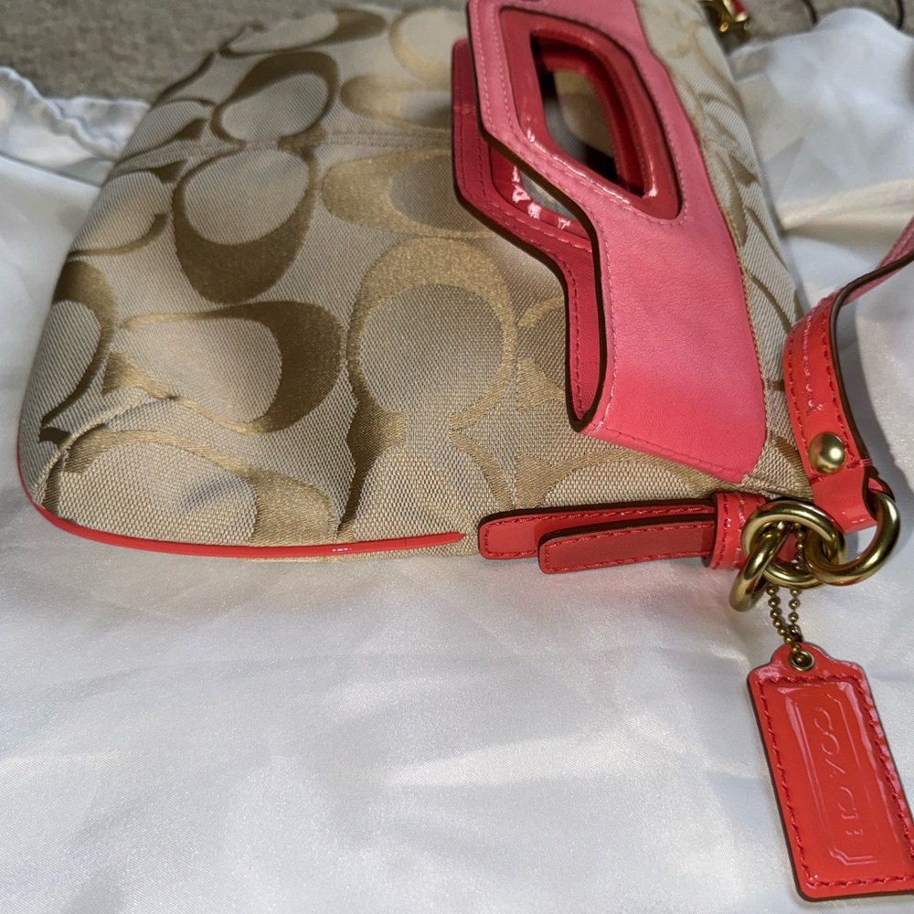 NWOT COACH AUTHENTIC BONNIE FOLD OVER SATCHEL BEIGE PINK - Picture 6 of 13